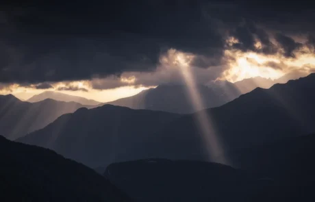 Changing weather and light conditions over the Dolomites captured during a photography journey.