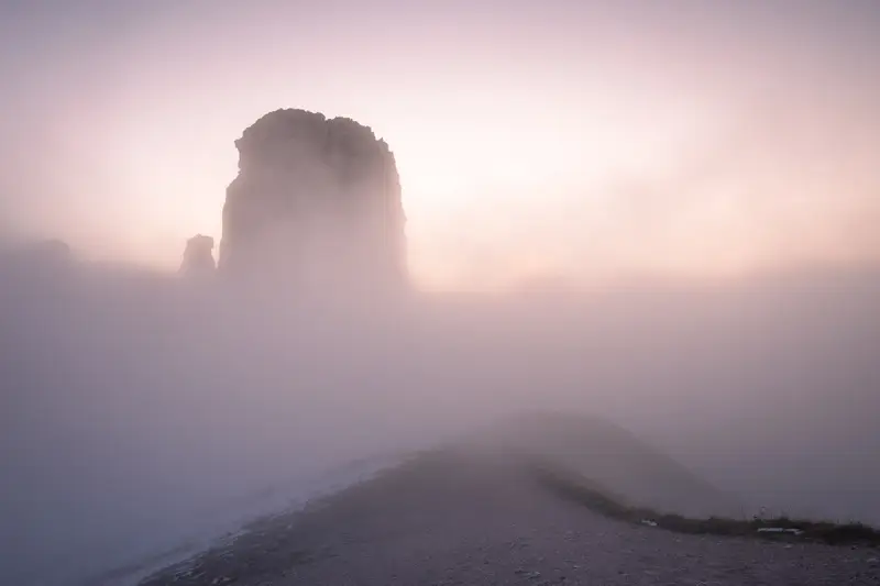 Cinque Torri morning in fog experience