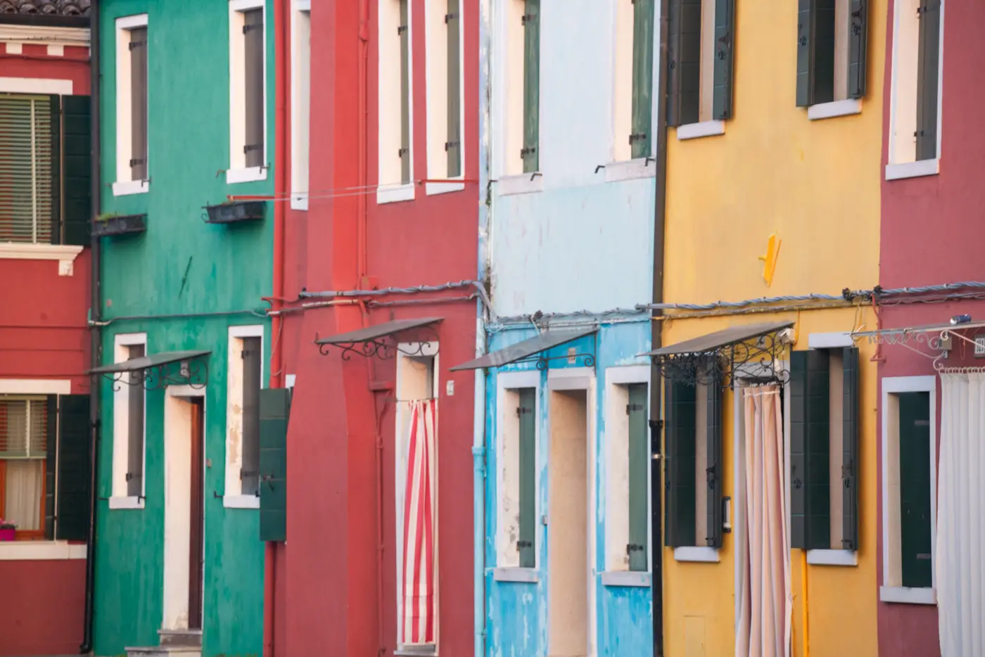Colorful houses in Burano, one of the most picturesque islands in the Venice Lagoon.